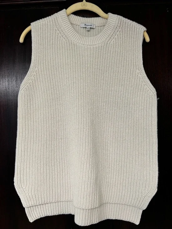 Madewell Cream Ribbed Knit Sweater Top Lagenlook minimalist capsule size M - Picture 1 of 4